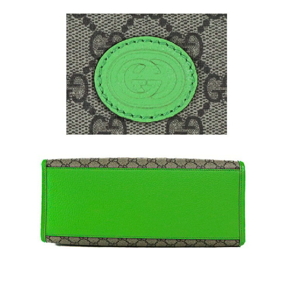 GUCCI Limited Edition GG Supreme Interlocking Tote Bag Leather Brown Multicolor - Picture 4 of 10